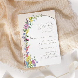 Cartão RSVP Casamento Rustic Boho do Arco de Flor Selvagem Mod