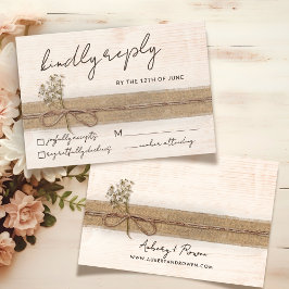 Cartão RSVP Casamento Rustic Boho Floral Eco Wood Wildflower