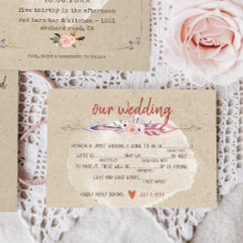 Cartão RSVP Casamento Rustic Boho Floral Kraft