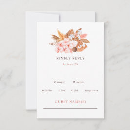 Cartão RSVP Casamento Rustic Boho Pampas Orchids Cotton Blush
