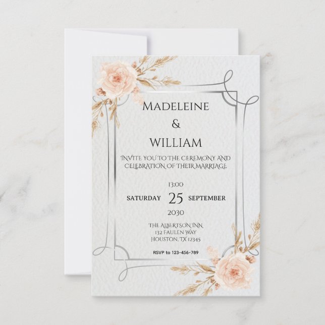 Cartão RSVP Casamento Rustic Boho Wildflower Elegante (Frente)
