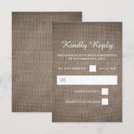 Cartão RSVP Casamento Rustic Burlap