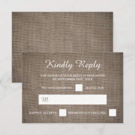 Cartão RSVP Casamento Rustic Burlap