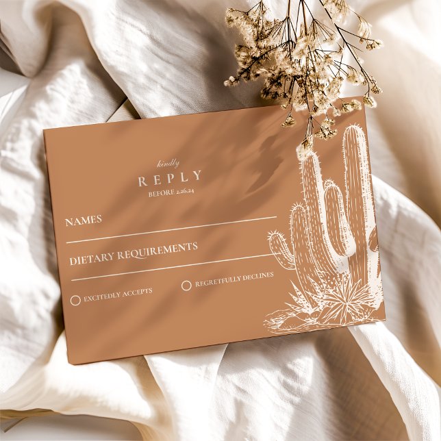 Cartão RSVP Casamento Rustic Cactus Desert Landscape (Criador carregado)
