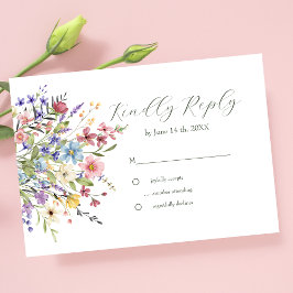 Cartão RSVP Casamento Rustic Chic Wildflower Garden