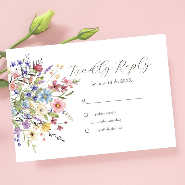 Cartão RSVP Casamento Rustic Chic Wildflower Garden (Criador carregado)
