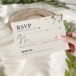 Cartão RSVP Casamento Rustic Cotton Greenery