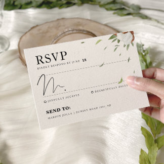 Cartão RSVP Casamento Rustic Cotton Greenery