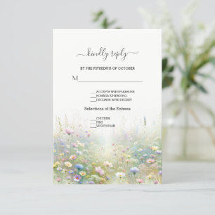 Cartão RSVP Casamento Rustic Country Watercolor