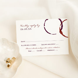 Cartão RSVP Casamento Rustic Dark Red Wine Stain
