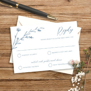 Cartão RSVP Casamento Rustic Elegant Dusty Blue Wildflower