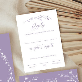 Cartão RSVP Casamento Rustic Elegant Lavanda Purple Wildflower