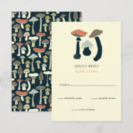 Cartão RSVP Casamento Rustic Elegant Woodland Wild Mushroom