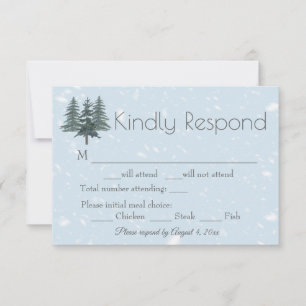 Cartão RSVP Casamento Rustic Evergreen Winter Pine Trees