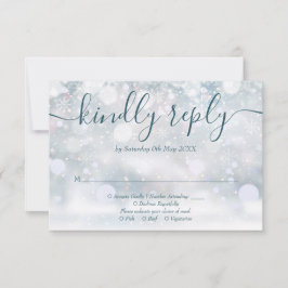 Cartão RSVP Casamento Rustic Floral Winter Snowflakes