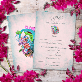 Cartão RSVP Casamento Rustic Flowers Heart Mexicano