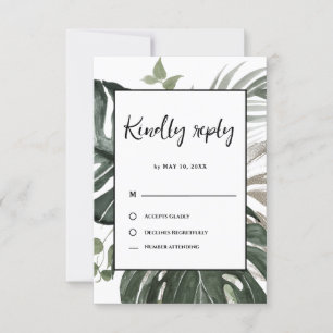 Cartão RSVP Casamento Rustic Greenery Botanical Watercolor