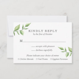 Cartão RSVP Casamento Rustic Greenery Sprig Meal Choice