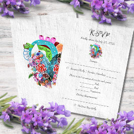 Cartão RSVP Casamento Rustic Heart Mexicano