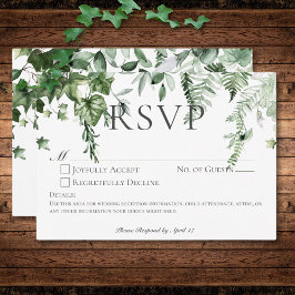 Cartão RSVP Casamento Rustic Ivy & Sage Greenery Sem Janto