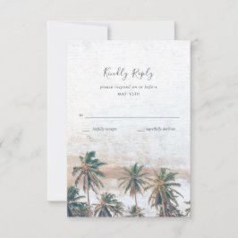 Cartão RSVP Casamento Rustic Palm Tree Beach
