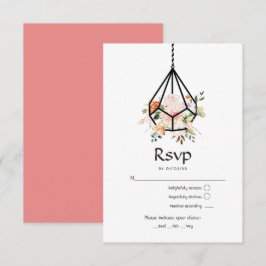 Cartão RSVP Casamento Rustic Pastel Floral Terrarium