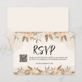 Cartão RSVP Casamento Rustic Peach Flowers