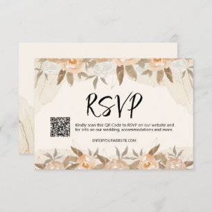 Cartão RSVP Casamento Rustic Peach Flowers