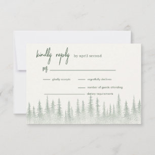 Cartão RSVP Casamento Rustic Sage Green Mountain