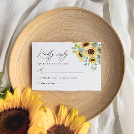 Cartão RSVP Casamento Rustic Sunflower