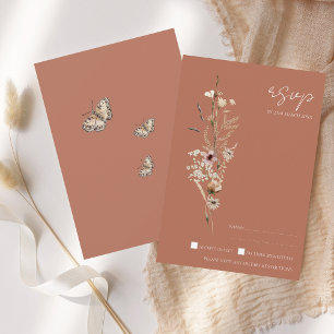 Cartão RSVP Casamento Rustic Terracotta Autumn Fall Selvagens