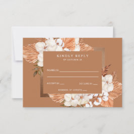Cartão RSVP Casamento Rustic Terracotta Boho Pampas Orchids