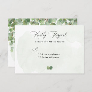 Cartão RSVP Casamento Rustic Watercolor Eucalyptus Deixa