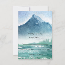 Cartão RSVP Casamento Rustic Watercolor Pine Mountain Lake