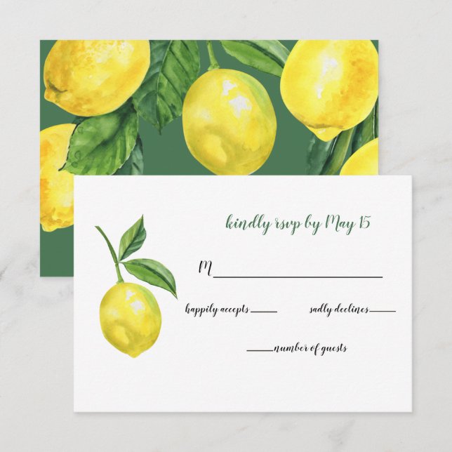 Cartão RSVP Casamento Rustic WatercolorCitrus (Frente/Verso)