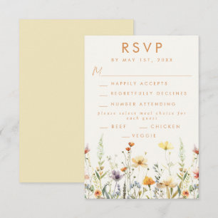 Cartão RSVP Casamento Rustic Wildflower