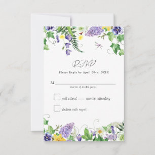 Cartão RSVP Casamento Rustic Wildflower