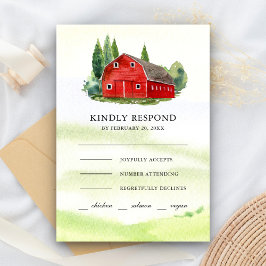 Cartão RSVP Casamento Rústico Aquarela Celebração Fazenda Cele