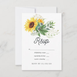 Cartão RSVP Casamento Rústico Boêmio de Aquarela com Girassóis