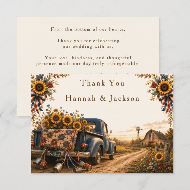 Cartão RSVP Casamento Rústico Chic Americano em Celeiro com gi (Frente/Verso)