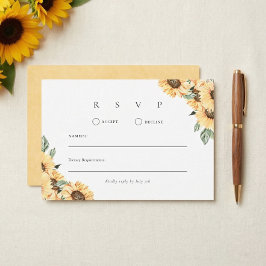 Cartão RSVP Casamento Rústico com Estilo de Girassol ao Sol