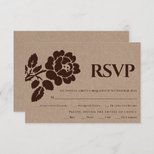 Cartão RSVP Casamento rústico com papel kraft rosa emboscado