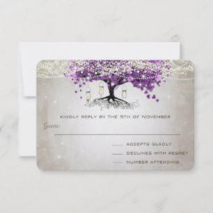 Cartão RSVP Casamento Rústico Country Luxo Folha de Coração Ro