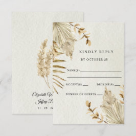Cartão RSVP Casamento Rústico da Terra Neutra do Boho Pampas G