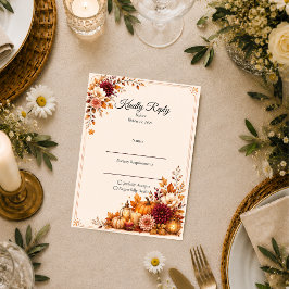 Cartão RSVP Casamento Rústico de Colheita