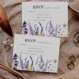 Cartão RSVP Casamento Rústico de Flores Silvestres Elegantes