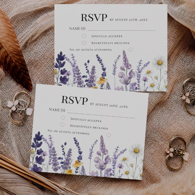 Cartão RSVP Casamento Rústico de Flores Silvestres Elegantes (Criador carregado)