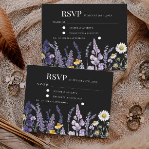 Cartão RSVP Casamento Rústico de Flores Silvestres Elegantes P