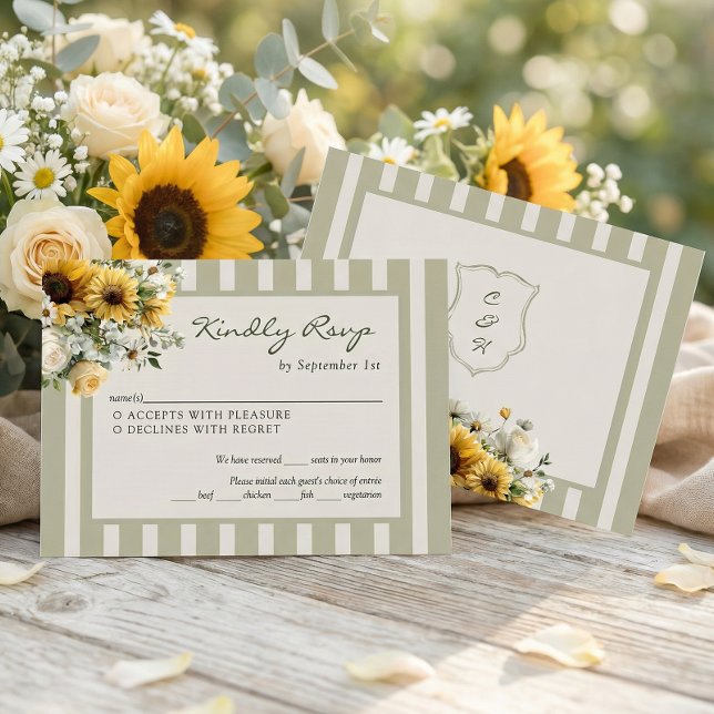 Cartão RSVP Casamento Rústico de Girassóis (Criador carregado)