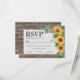 Cartão RSVP Casamento Rústico de Madeira Eucalyptus